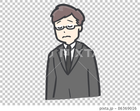 肩を落とす 喪服の男性イラスト 肩を落とす 喪服の男性イラスト 86369016