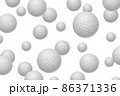Golf balls pile group isolated on white. Golf balls multitude close up background. Group of white balls. abstract background. 86371336