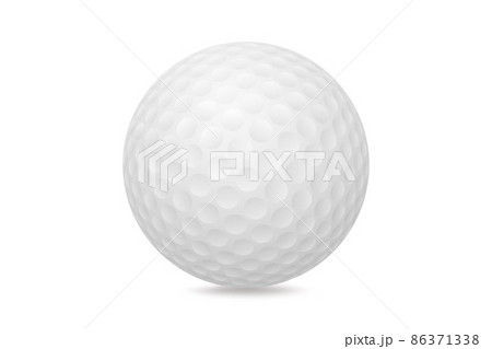 Golf ball isolated on white background, full depth of field, clipping path. Traditional white golf ball for sport. 86371338