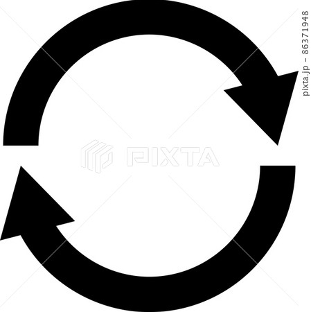 矢印 循環 サイクル アイコン 黒 リサイクル アップロードのイラスト素材