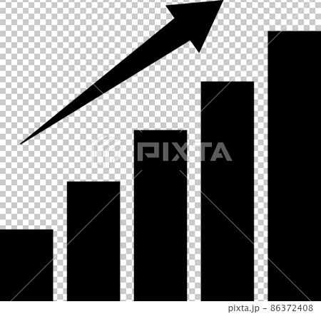棒グラフ 上昇 売上グラフ 右肩上がり 矢印のイラスト素材