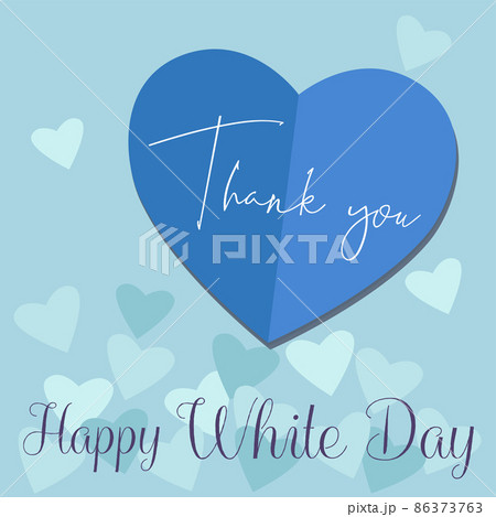 ホワイトデー　イラスト背景素材　ハート形のカード　バナー　正方形 86373763