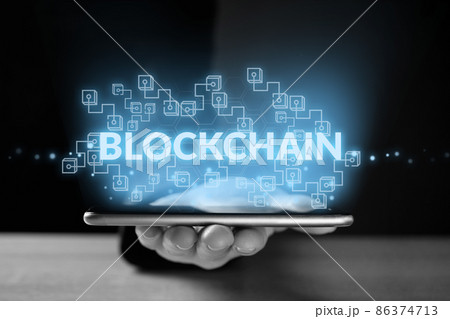 Blockchain concept. Distributed database with information about transactions. Blockchain concept. Distributed database with information about transactions. 86374713