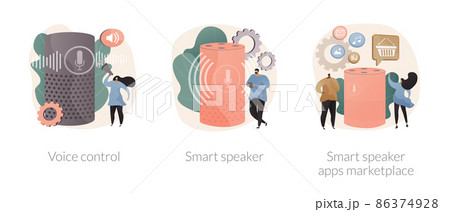 Speech recognition technology abstract concept vector illustrations. Speech recognition technology abstract concept vector illustrations. 86374928