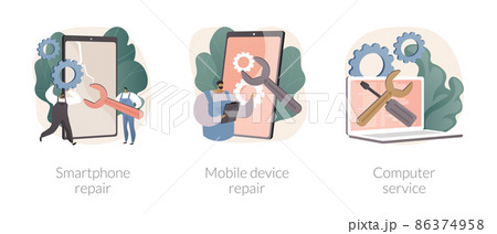 Gadget fixing abstract concept vector illustrations. 86374958