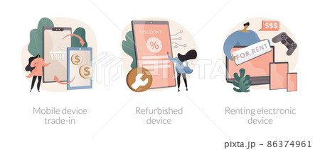 Used gadgets abstract concept vector illustrations. Used gadgets abstract concept vector illustrations. 86374961