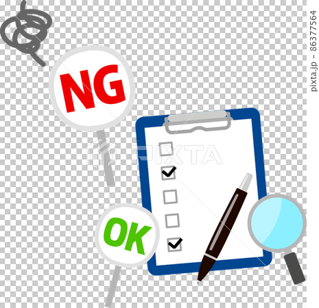 Image of failing examination, check sheet and magnifying glass 86377564