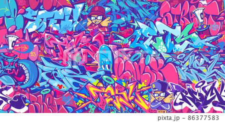 Seamless Hiphop Colorful Modern Abstract Urbanのイラスト素材