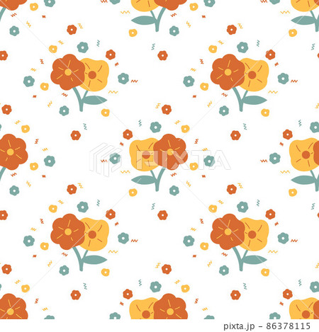 cute red and yellow flower seamless for fabric pattern or digital paper 86378115
