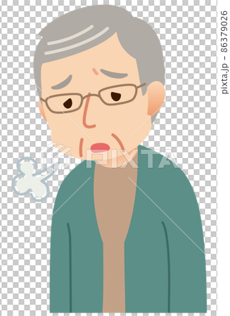 落ち込む高齢者　男性　うつ 86379026
