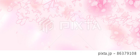 繊細な桜のシルエット　横長の背景イラスト 86379108