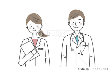 白衣を着た男女の医療従事者 白衣を着た男女の医療従事者 86379264