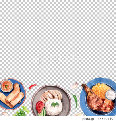 Singapore food traditional watercolor frame  png 86379519