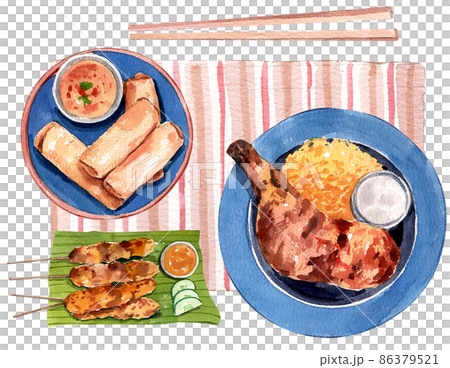 Singapore food traditional watercolor clipart png 86379521