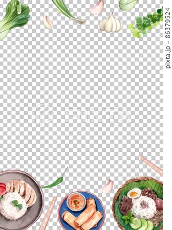 Singapore food traditional watercolor frame png Singapore food traditional watercolor frame png 86379524