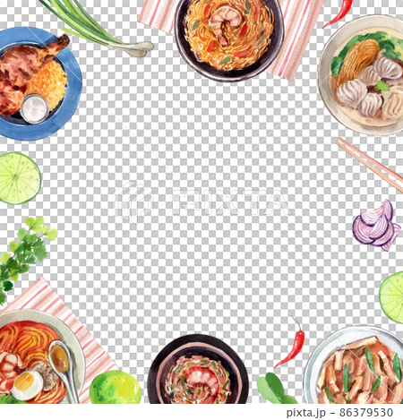 Singapore food traditional watercolor frame  png 86379530