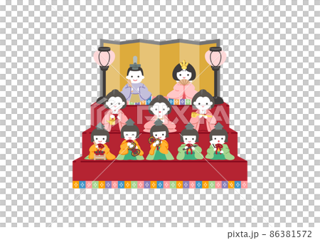 Hina 娃娃在 Hinamatsuri 上的可愛插圖/沒有線條圖 Hina 娃娃在 Hinamatsuri 上的可愛插圖/沒有線條圖 86381572