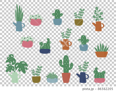 Cute botanical foliage plant set / hand-drawn illustration 86382205