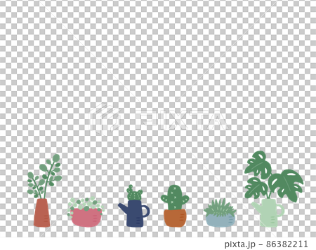 Cute botanical foliage plant set / hand-drawn illustration 86382211