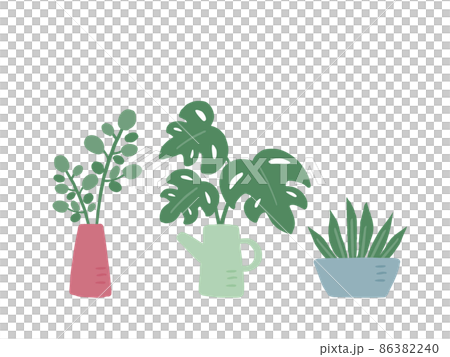 Cute botanical foliage plant set / hand-drawn illustration 86382240