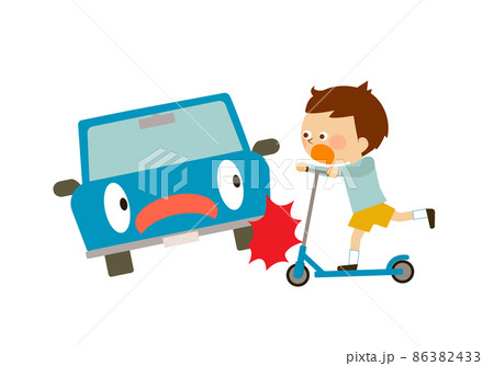 キックボードに乗った人と自動車の衝突事故2 キックボードに乗った人と自動車の衝突事故2 86382433