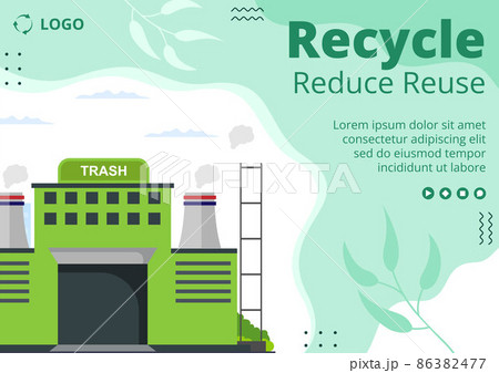 Recycle Process with Trash Brochure Template Flat Illustration Editable of Square Background Suitable for Social media or Web Internet Ads 86382477