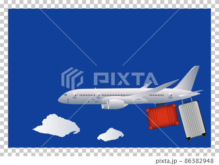 飛行機とトランク 86382948