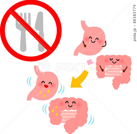 断食と休息する胃腸のキャラクター 86383774
