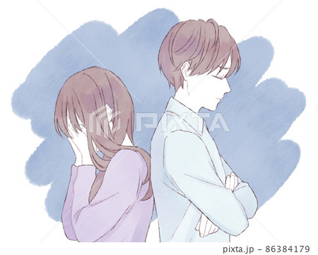 すれ違う男女 悲しむ女性 すれ違う男女 悲しむ女性 86384179