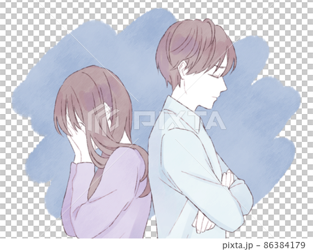 すれ違う男女 悲しむ女性 すれ違う男女 悲しむ女性 86384179