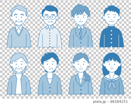 Person simple upper body icon blue system Person simple upper body icon blue system 86384251