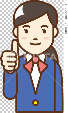 制服を着た女性が親指を立てているイラスト 86384604