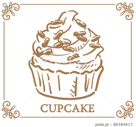 カップケーキ 手書き風スイーツ ベクターイラスト素材のイラスト素材