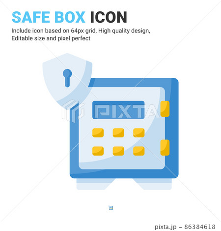 Safe box icon vector with flat color style isolated on white background. Vector illustration safety box sign symbol icon concept for digital business, finance, industry, company, apps and project 86384618
