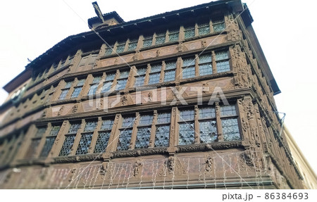 Historic wooden facade in downtown of Strasbourg at France at winter Historic wooden facade in downtown of Strasbourg at France at winter 86384693