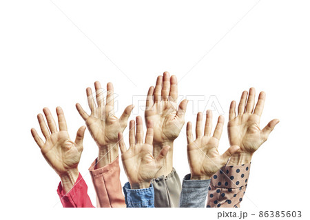 Close up males hands and females hands reach and ready to help or receive. Gesture isolated on white background with clipping path Close up males hands and females hands reach and ready to help or receive. Gesture isolated on white background with clipping path 86385603