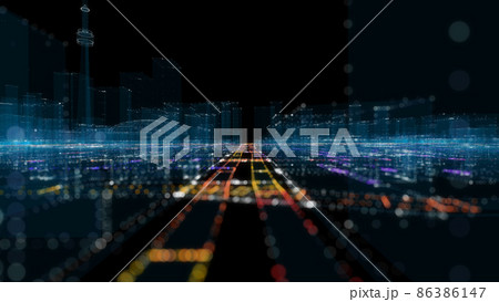 Futuristic Smart Digital City. Smart City And Technology Business Concept Futuristic Smart Digital City. Smart City And Technology Business Concept 86386147