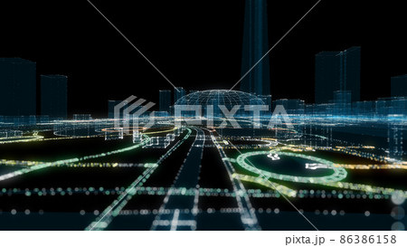 Futuristic Smart Digital City. Smart City And Technology Business Concept Futuristic Smart Digital City. Smart City And Technology Business Concept 86386158