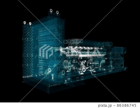 Hologram Large industrial Diesel generator. Energy Concept Hologram Large industrial Diesel generator. Energy Concept 86386745