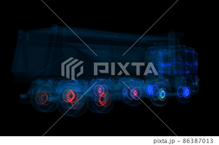 Truck Hologram. Transportation and Technology Concept Truck Hologram. Transportation and Technology Concept 86387013
