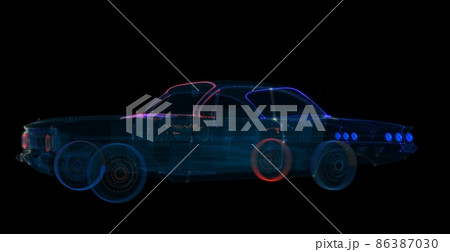 3d hologram of intelligent car of particles 86387030