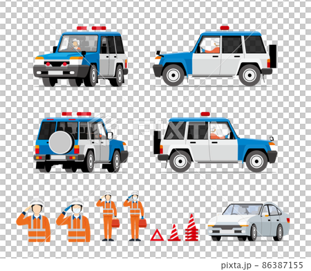 Road service car, traffic safety, SOS, emergency, trouble, staff, illustration, set 86387155