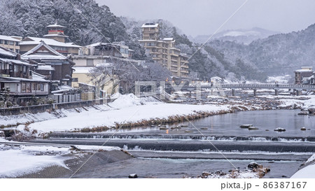 三朝温泉 の雪景色 86387167