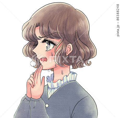 昔の少女漫画風イライラしている女の子 86388248