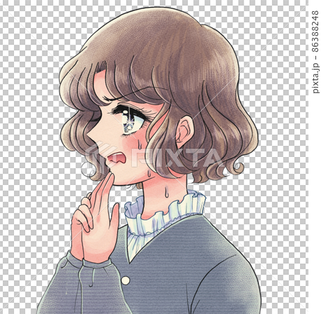 昔の少女漫画風イライラしている女の子 86388248