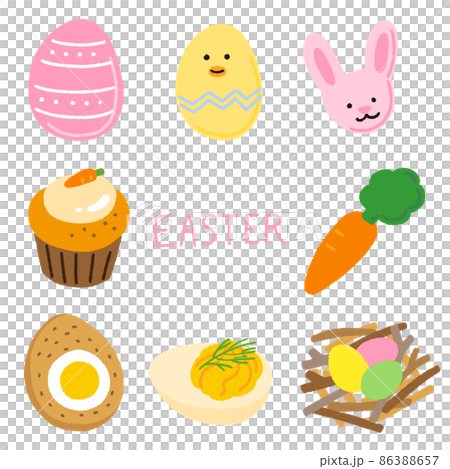 Hand drawn style illustration set of cute Easter food 86388657
