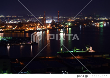 千葉市の千葉ポートタワーから見たJFEスチール東日本製鉄所千葉地区の夜景 86389877