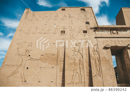 The ruins of the ancient temple of Horus in Edfu, Egypt 86390242
