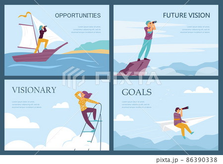 Visionary people set future goal, choose direction of buisiness growth in flat Visionary people set future goal, choose direction of buisiness growth in flat 86390338