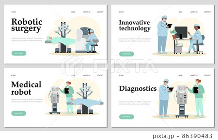 Robotic surgery and innovative medical technology banners, vector illustration. Robotic surgery and innovative medical technology banners, vector illustration. 86390483